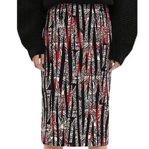 NWOT BIMBA Y LOLA Skirt 40~M Abstract Animal Red-Black-White Knee Geometric Zip